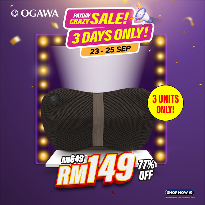 [Apply Code: 7TM12]OGAWA Mobile Shiatsu Lite Shiatsu Kneading Massage Pillow (Ashwood)*